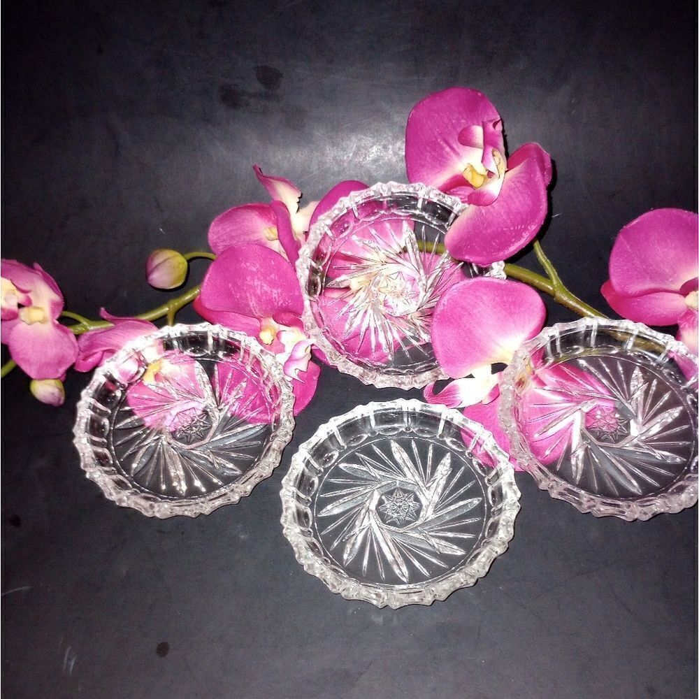 🥃 Vintage Crystal Pinwheel Coasters Set of 4